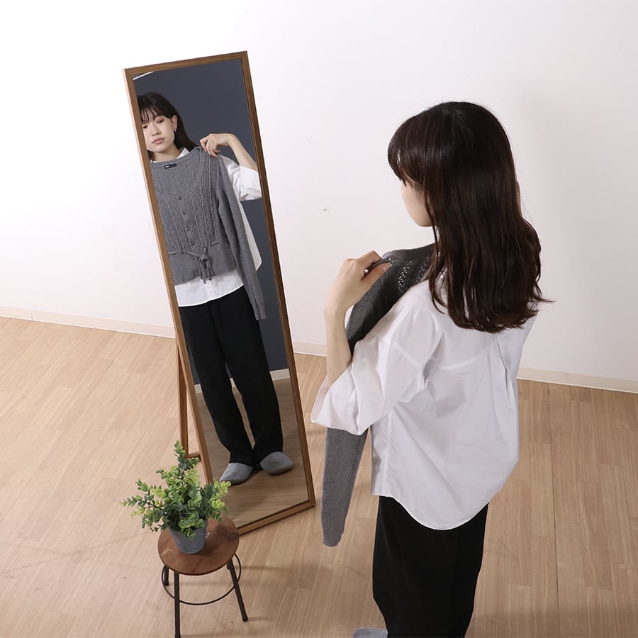 ウォールスタンドミラー ミディアムブラウン