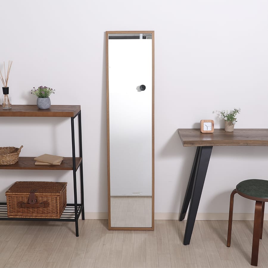 ウォールスタンドミラー ミディアムブラウン