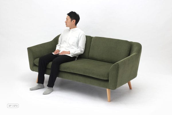 フィグ3Pカウチソファ GR グリーン