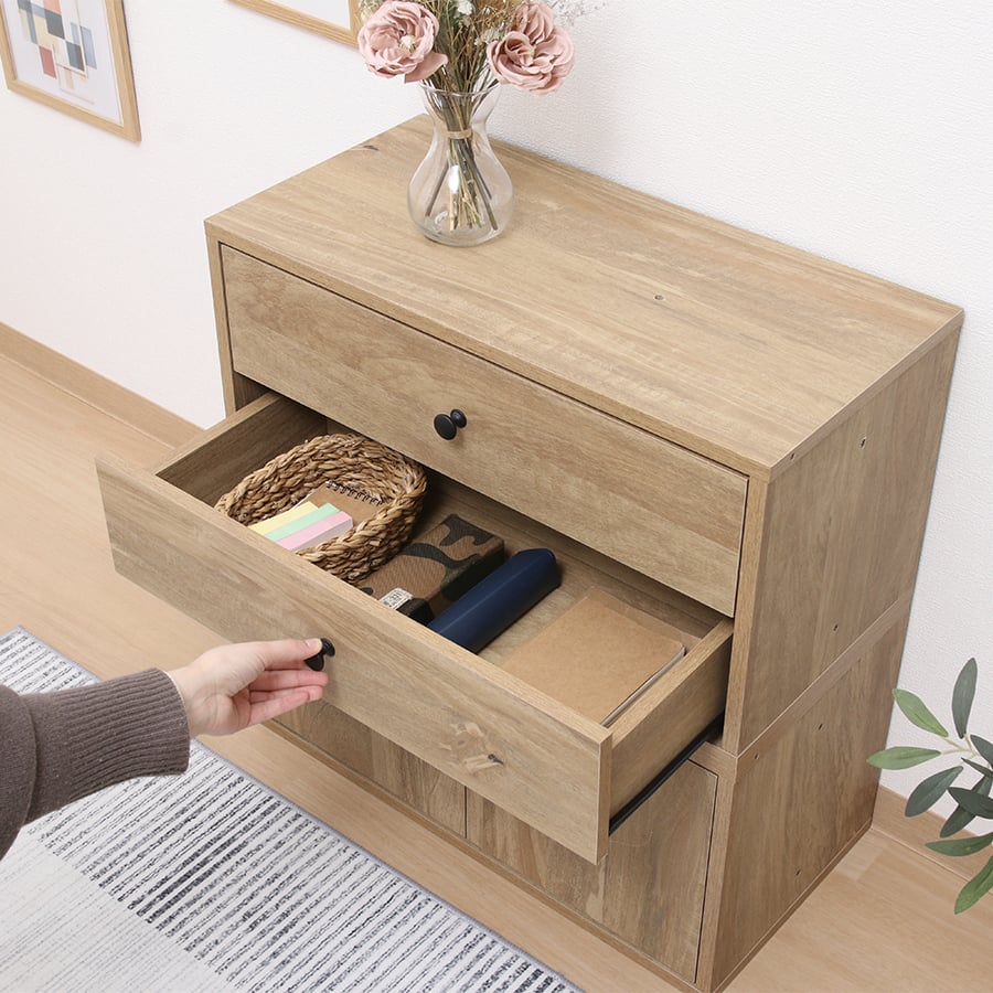 EZBO コネクトボックス引出し2杯 ナチュラル