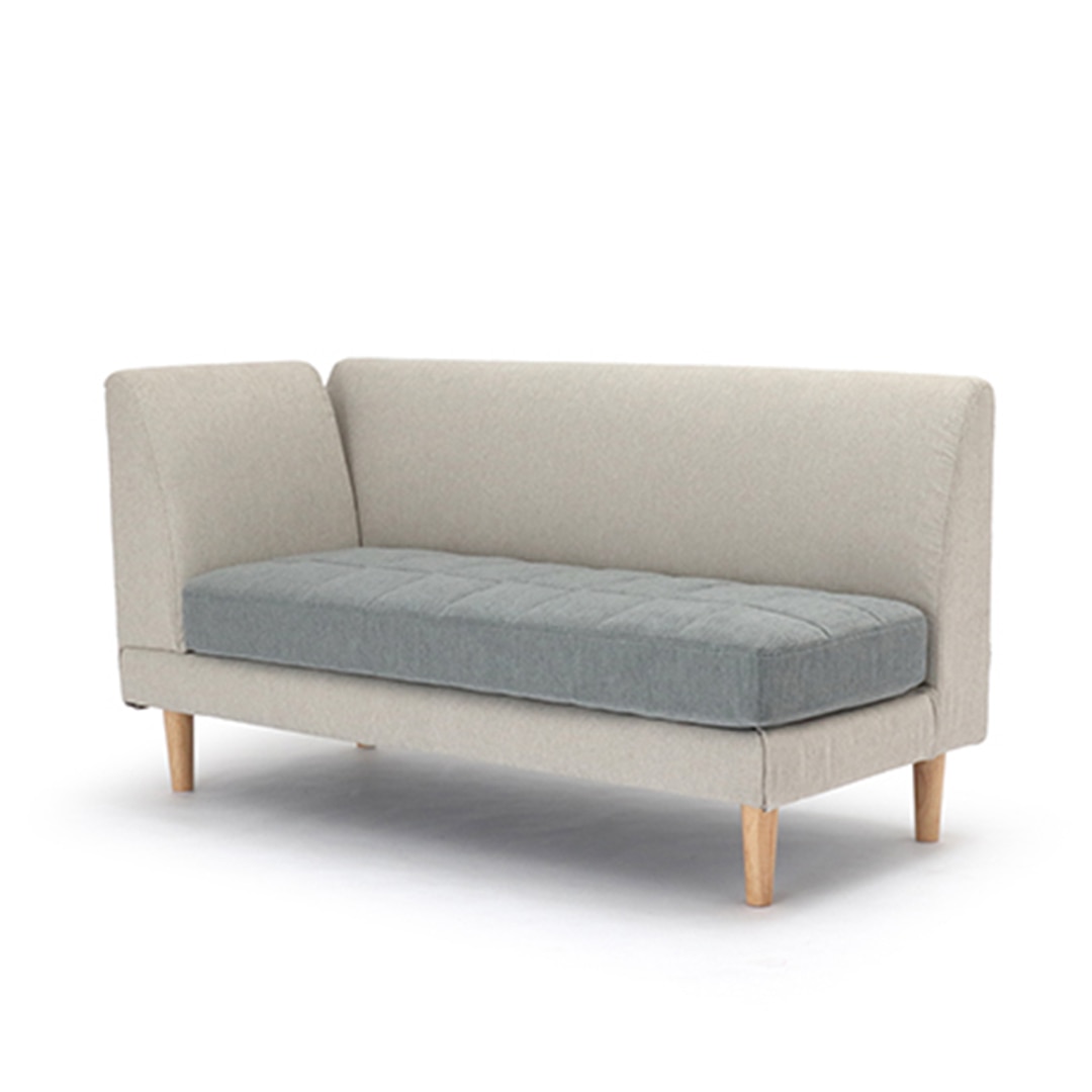 ワッフルLDカウチソファ グレー×グリーン