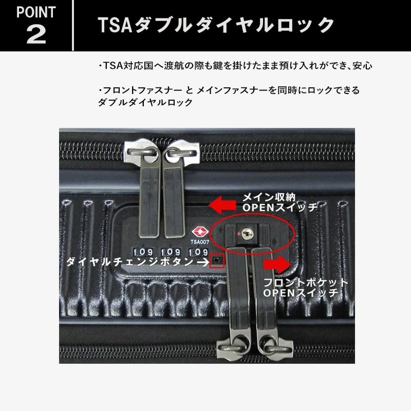 【innovator】キャリーケース INV50　ZIPPER TYPE　FRONT OPEN POCKET　38Lダークネイビー