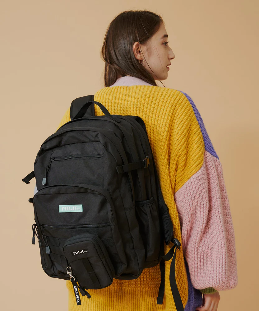 【MILKFED】　ACTIVE DOUBLE POCKET MOLLE BACKPACK  BK