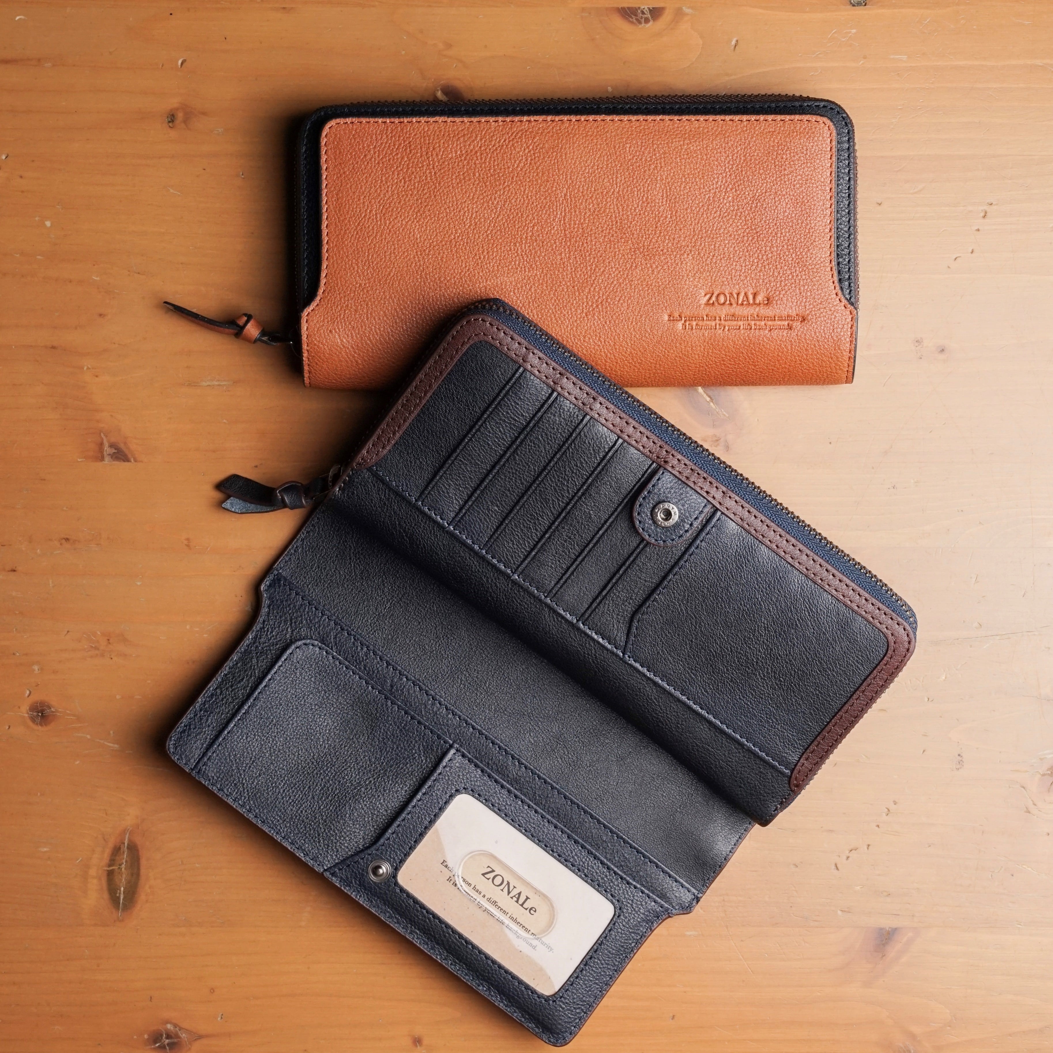 【ZONALE ORLO ラウンドファスナー長財布】 ネイビー31224