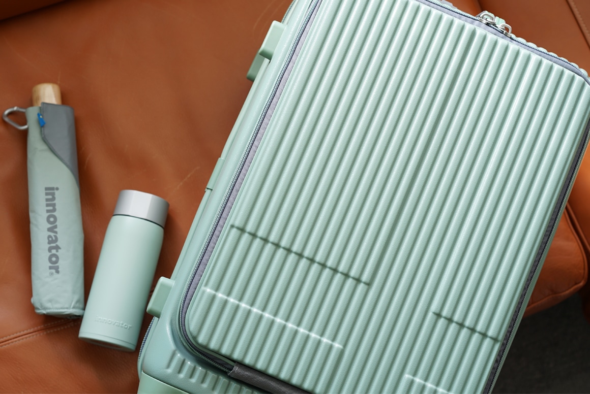 【innovator】キャリーケース INV50　ZIPPER TYPE　FRONT OPEN POCKET　38L ペールグリーン