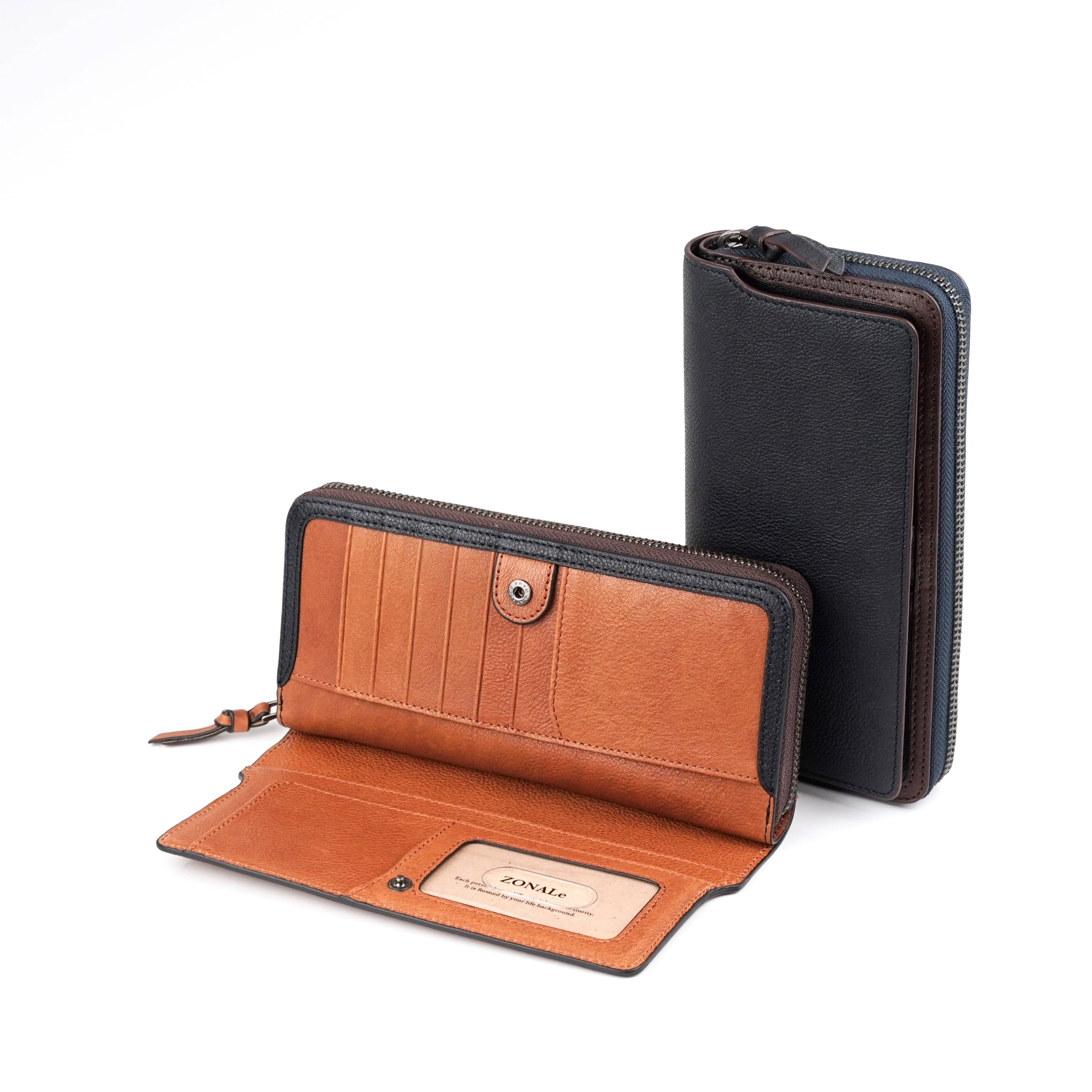 【ZONALE ORLO ラウンドファスナー長財布】 ブラウン31224