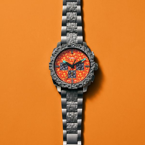 【Fossil】 フォッシル LE1251 Minecraft マインクラフト クォーツ メンズ　オレンジ