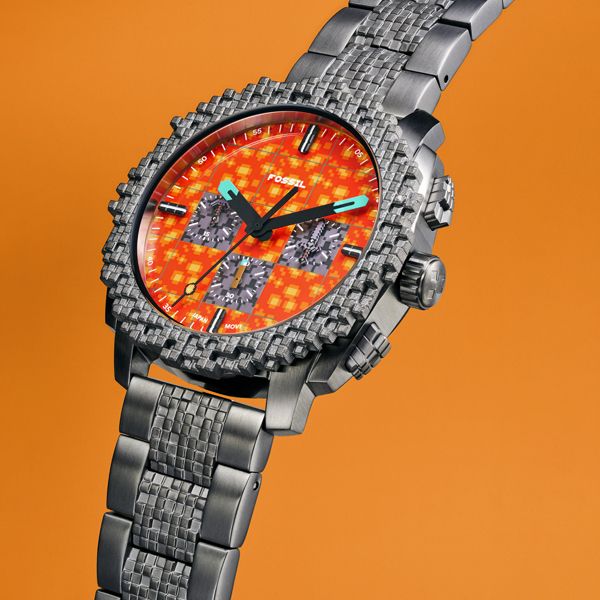 【Fossil】 フォッシル LE1251 Minecraft マインクラフト クォーツ メンズ　オレンジ