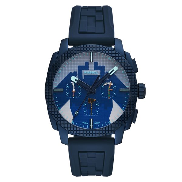 【Fossil】 フォッシル LE1253 Minecraft マインクラフト クォーツ メンズ　ブルー