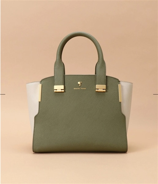 Pomme d'espoir ポムディスポワール バイカラーハンドルバッグ カーキ