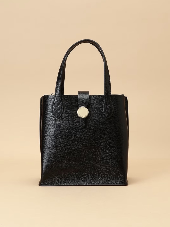 コピー ～ サークルモチーフスクエアレザートートバッグ 小サイズ ブラック