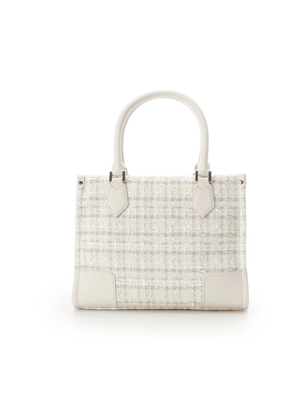 [Holiday Collection]ファンシーツイード スクエアハンドバッグ(ホワイト)