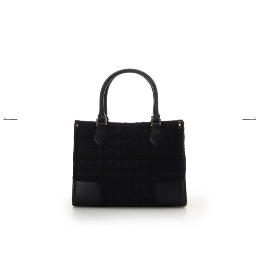 [Holiday Collection]ファンシーツイード スクエアハンドバッグ(ブラック)