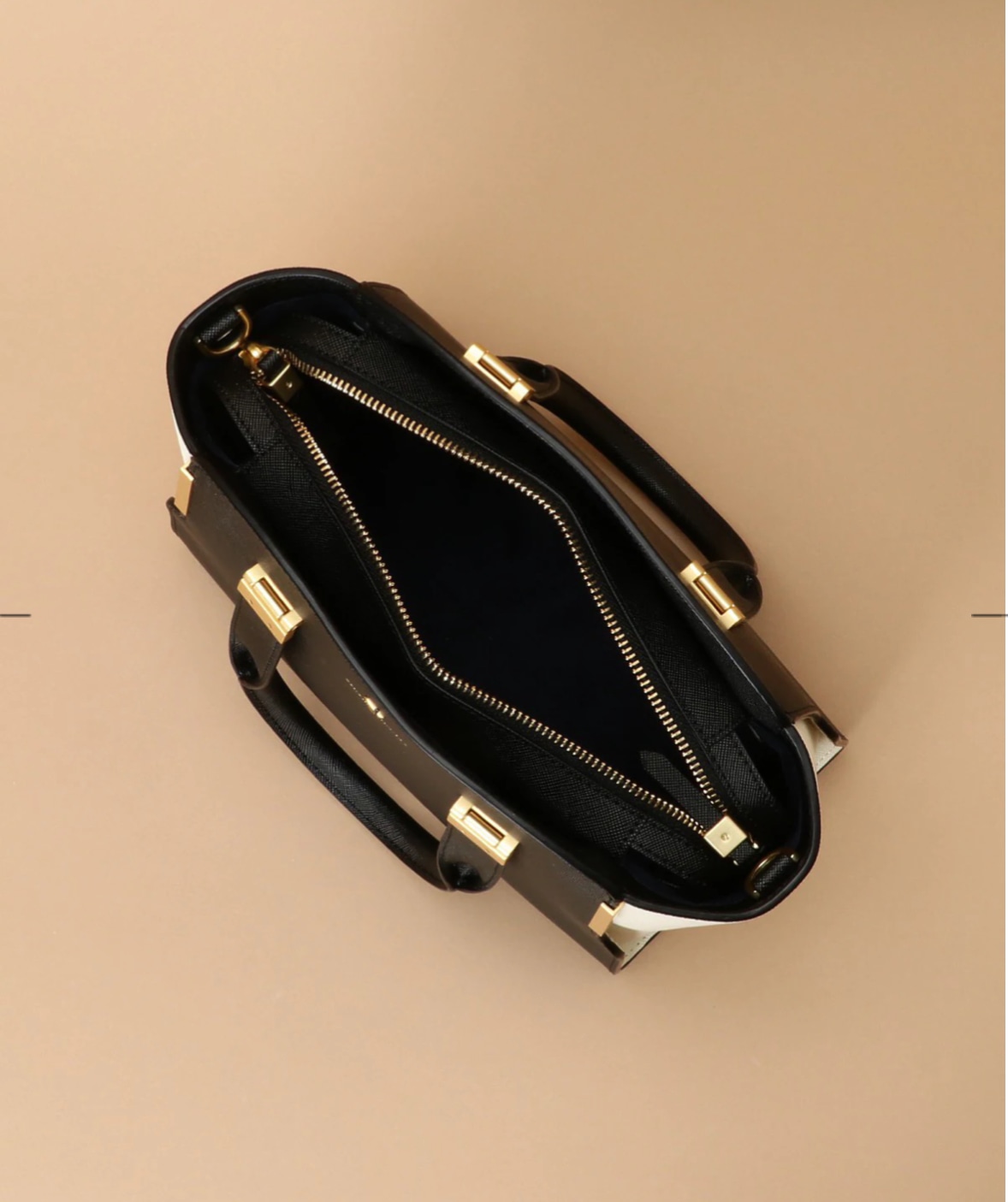 Pomme d'espoir ポムディスポワール バイカラーハンドルバッグ ブラック