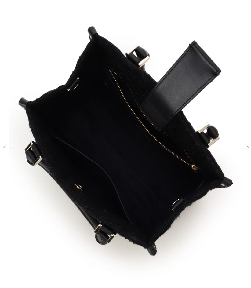 [Holiday Collection]ファンシーツイード スクエアハンドバッグ(ブラック)