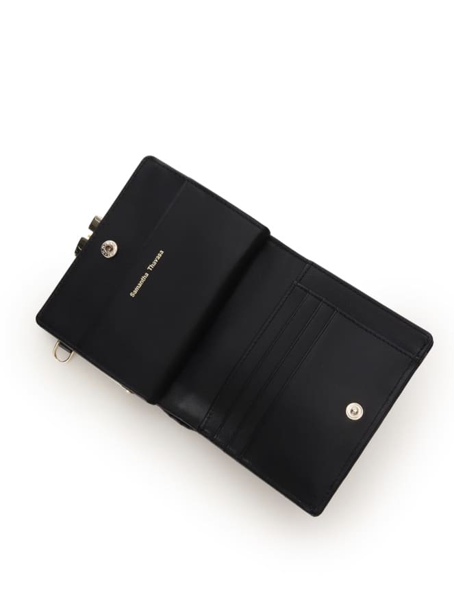 [Holiday Collection]ファンシーツイード口金折財布(ブラック)