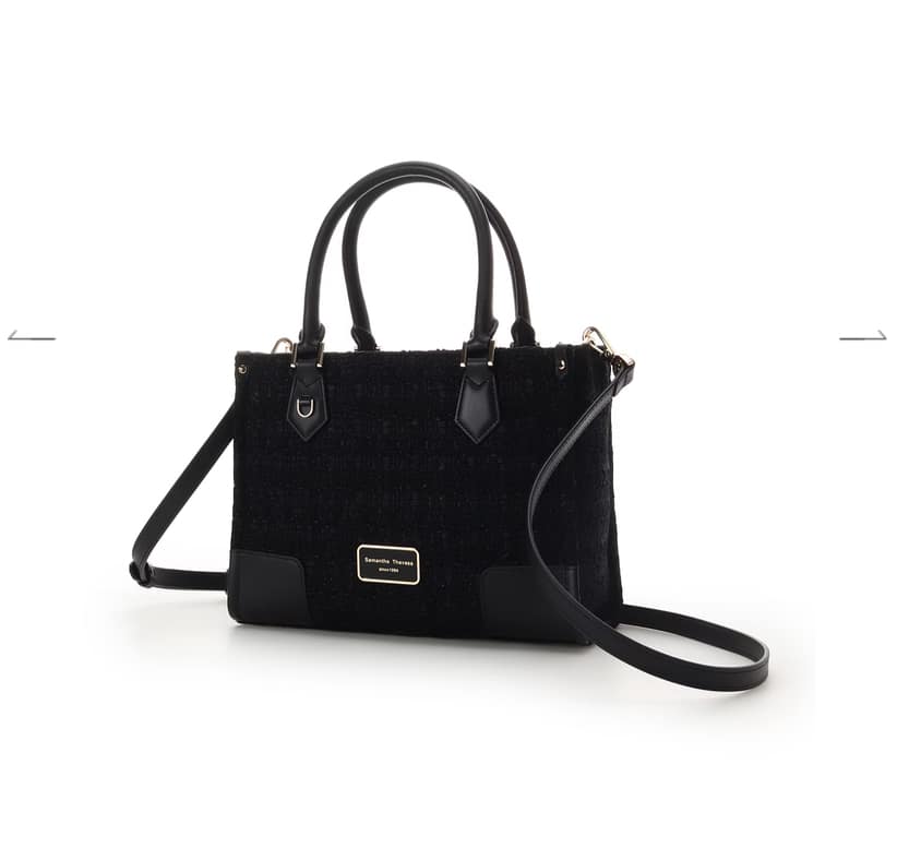 [Holiday Collection]ファンシーツイード スクエアハンドバッグ(ブラック)