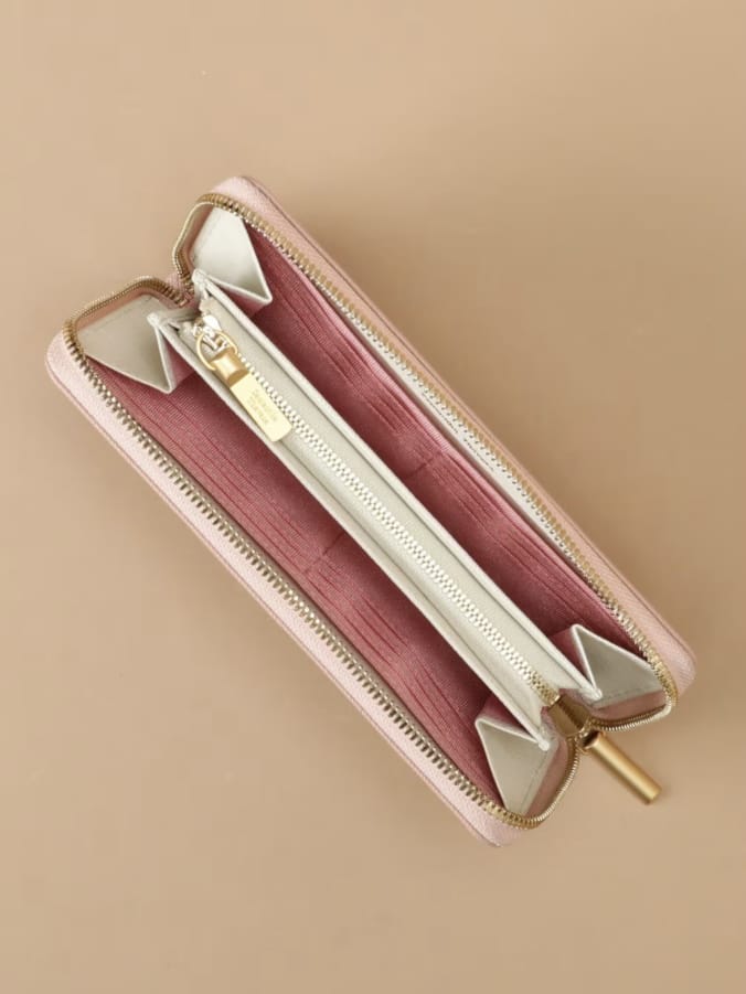 Pomme d'espoir ポムディスポワール バイカラーラウンドジップ長財布　ピンクベージュ