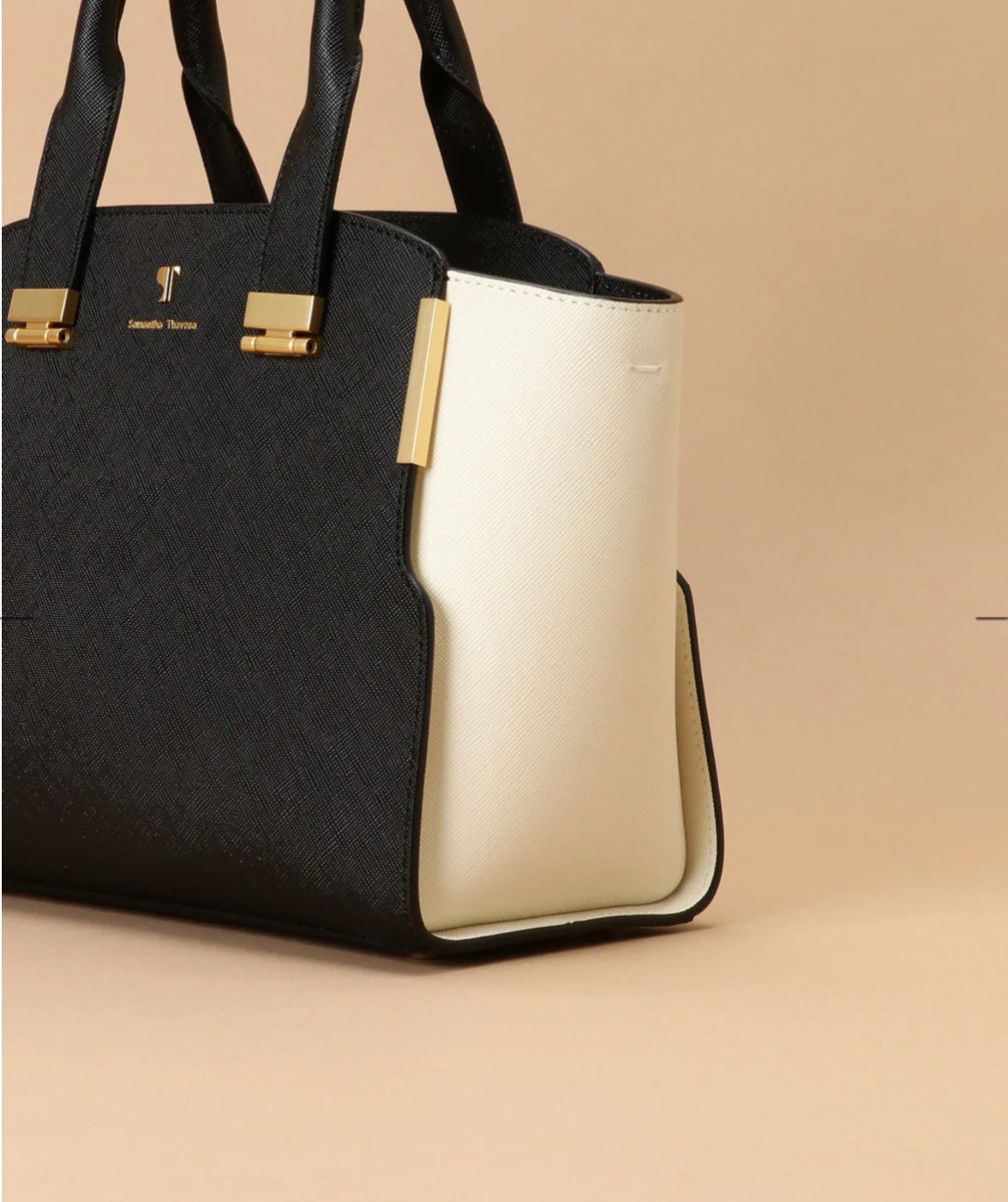 Pomme d'espoir ポムディスポワール バイカラーハンドルバッグ ブラック