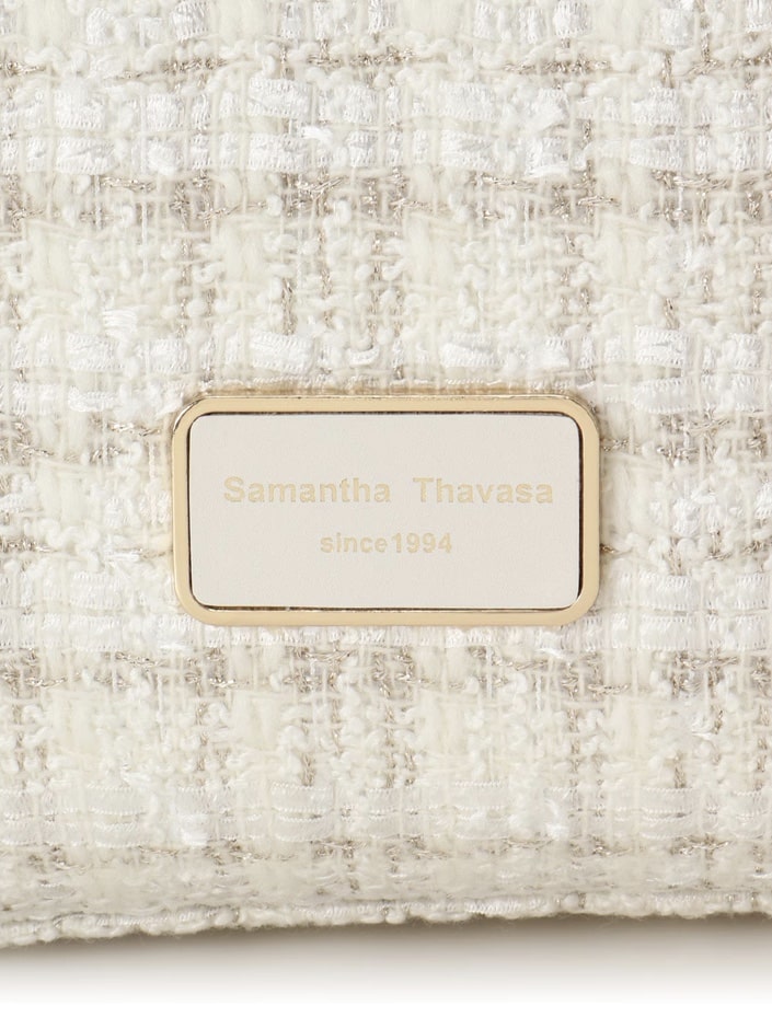 [Holiday Collection]ファンシーツイード スクエアハンドバッグ(ホワイト)