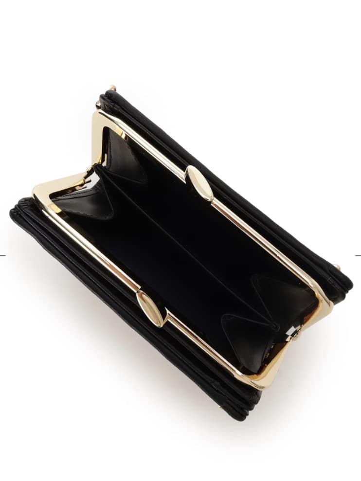 [Holiday Collection]ファンシーツイード口金折財布(ブラック)