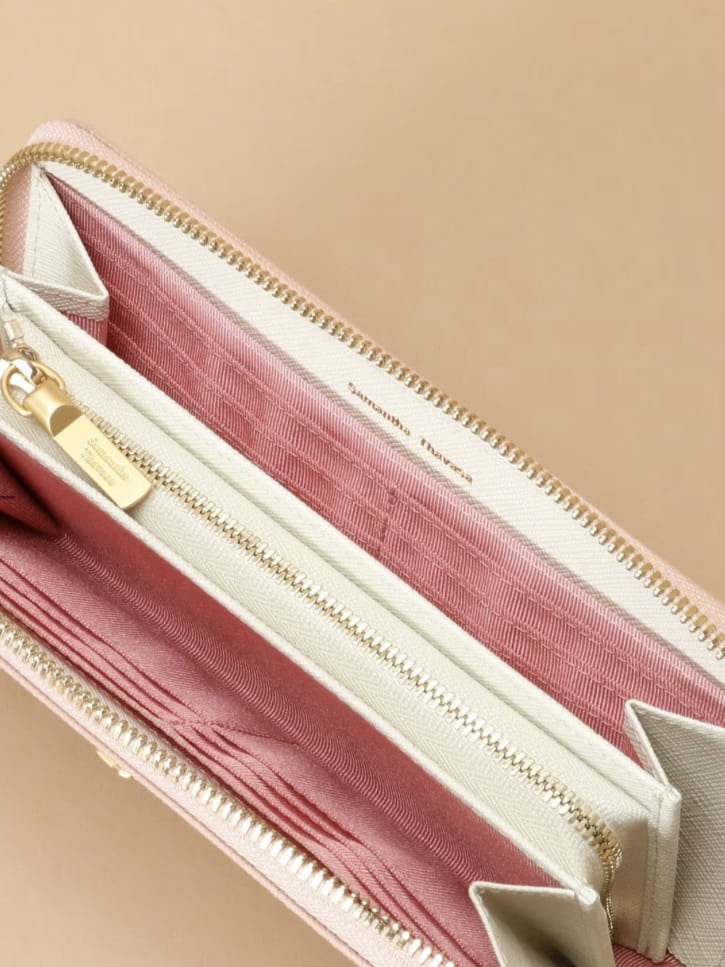 Pomme d'espoir ポムディスポワール バイカラーラウンドジップ長財布　ピンクベージュ