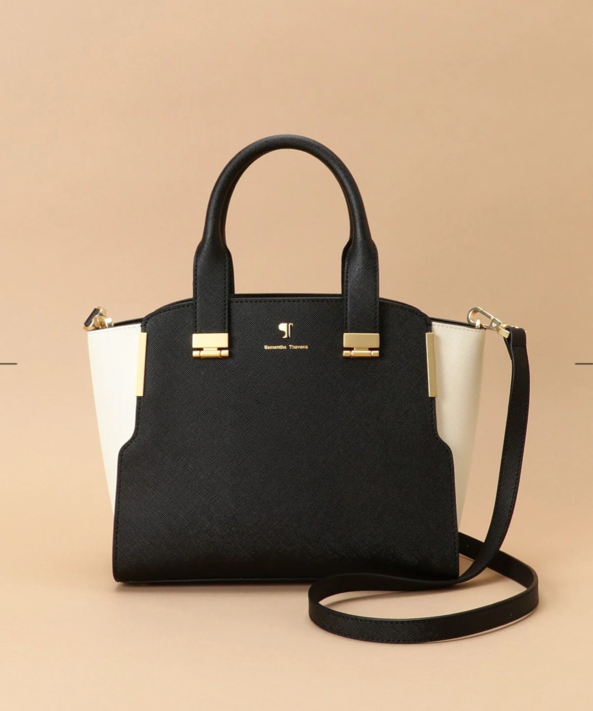 Pomme d'espoir ポムディスポワール バイカラーハンドルバッグ ブラック