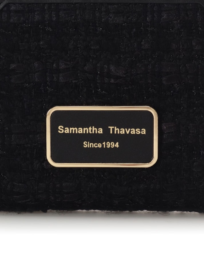 [Holiday Collection]ファンシーツイード口金折財布(ブラック)