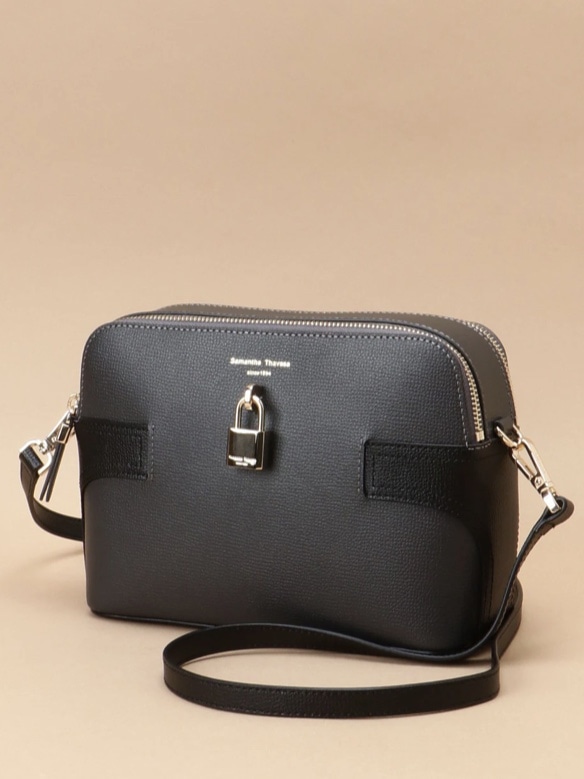 バイカラースクエアショルダーバッグ ダークグレー