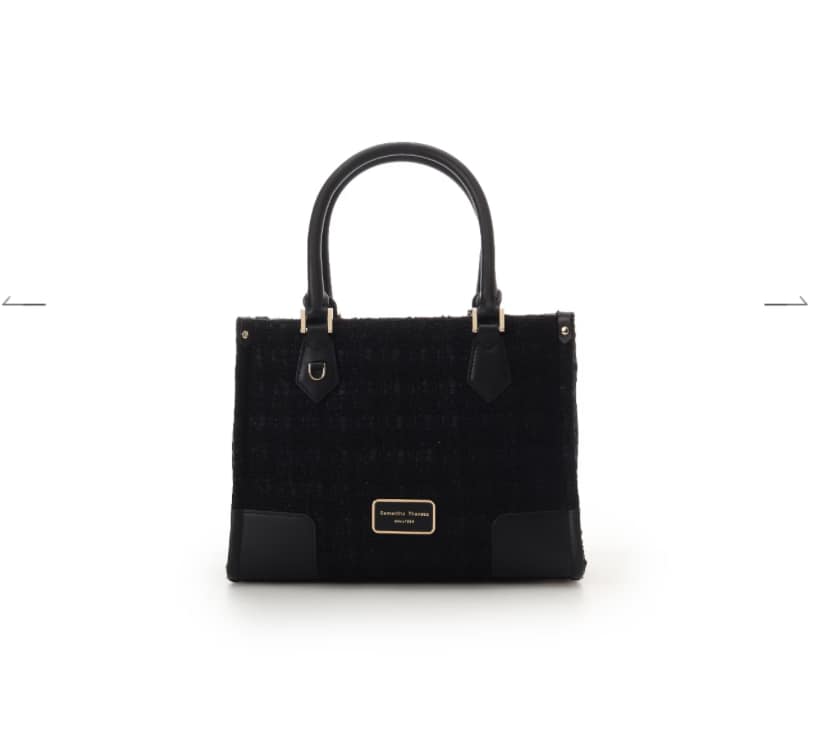 [Holiday Collection]ファンシーツイード スクエアハンドバッグ(ブラック)