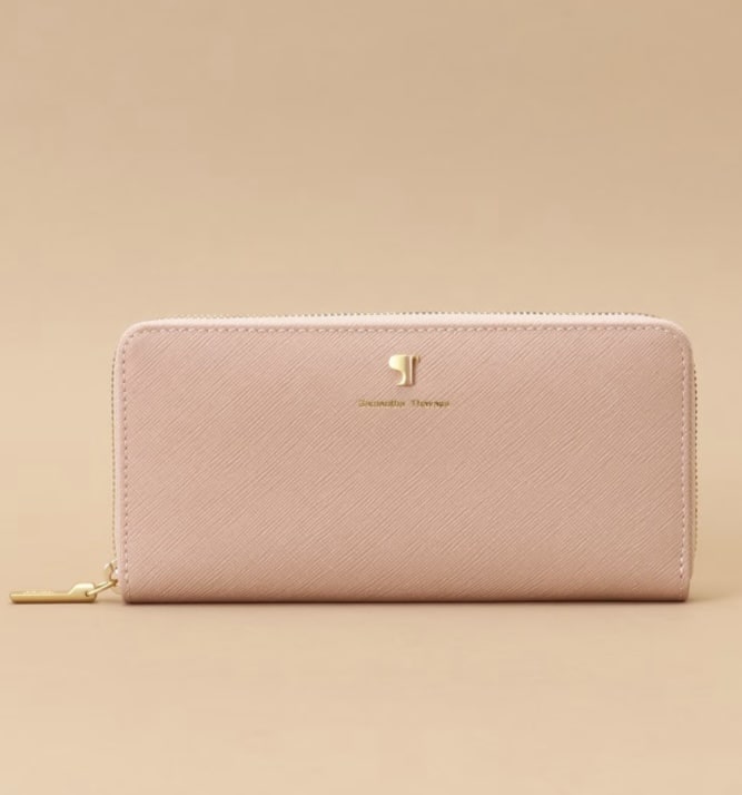 Pomme d'espoir ポムディスポワール バイカラーラウンドジップ長財布　ピンクベージュ