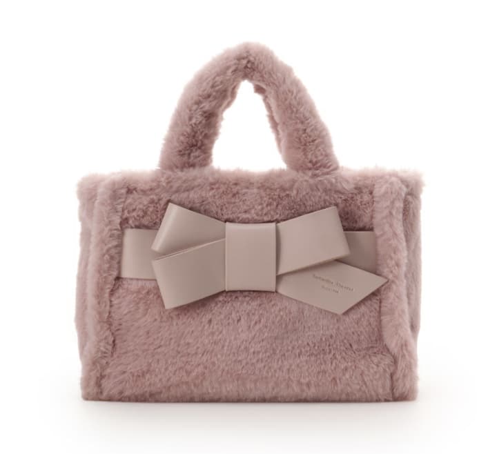 ワンポイントリボン ファーバッグ