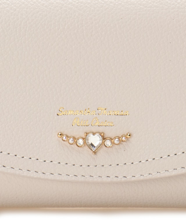  クリアハートビジュー 長財布 オフホワイト 00