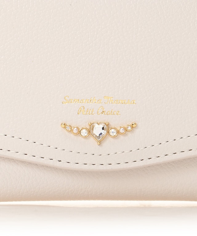 クリアハートビジュー 折財布 オフホワイト 00