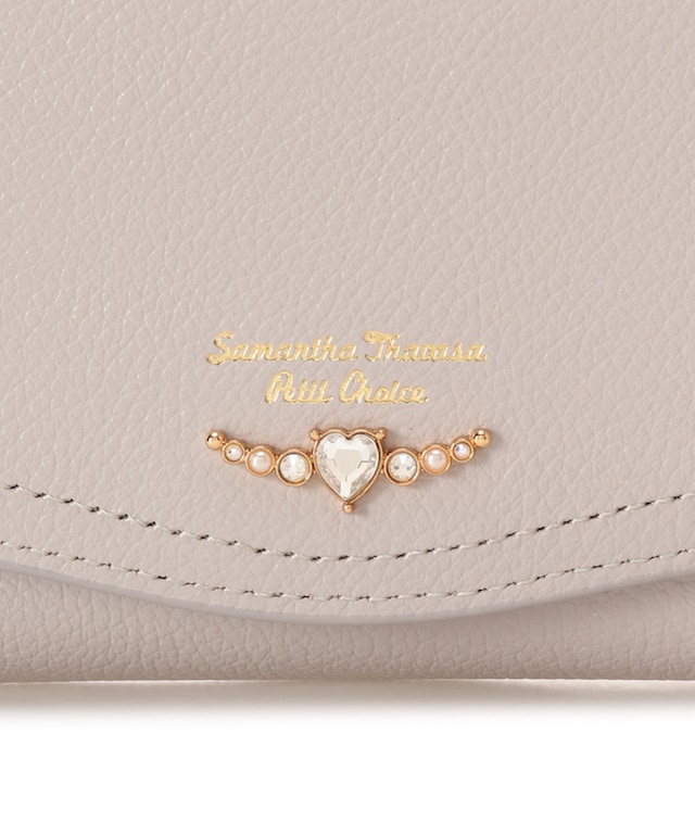 クリアハートビジュー 折財布 ベージュ 00