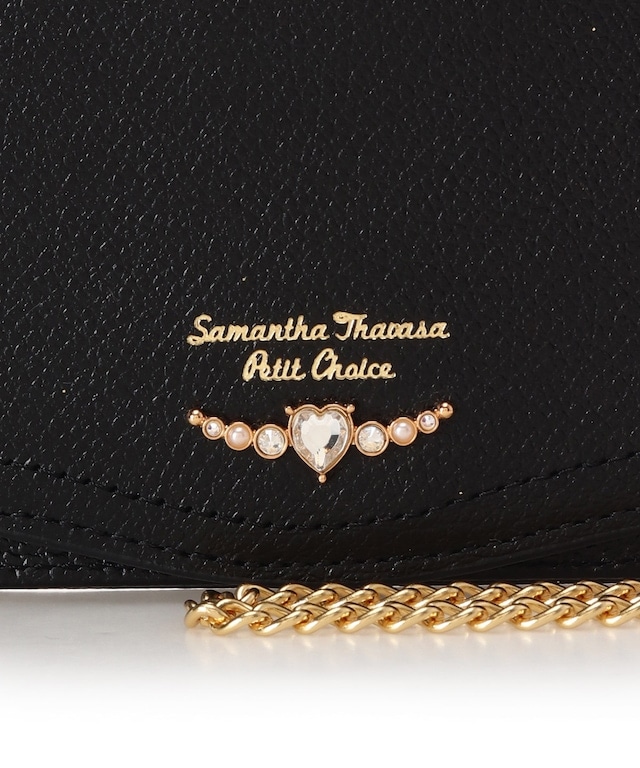 クリアハートビジュー パスケース ブラック 00