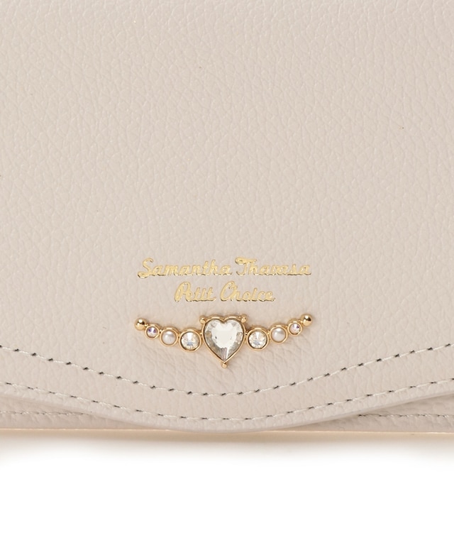 クリアハートビジュー パスケース オフホワイト 00