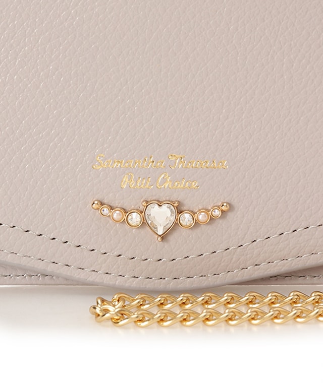 クリアハートビジュー パスケース ベージュ 00