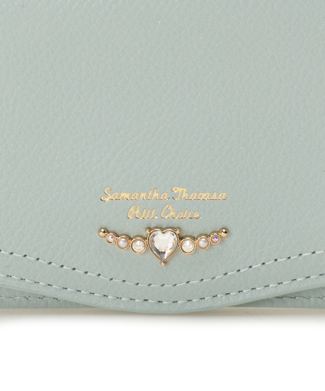 クリアハートビジュー パスケース ミント 00