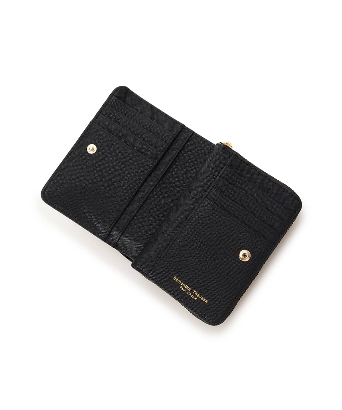 バイカラーリボン 折財布 ブラック 00