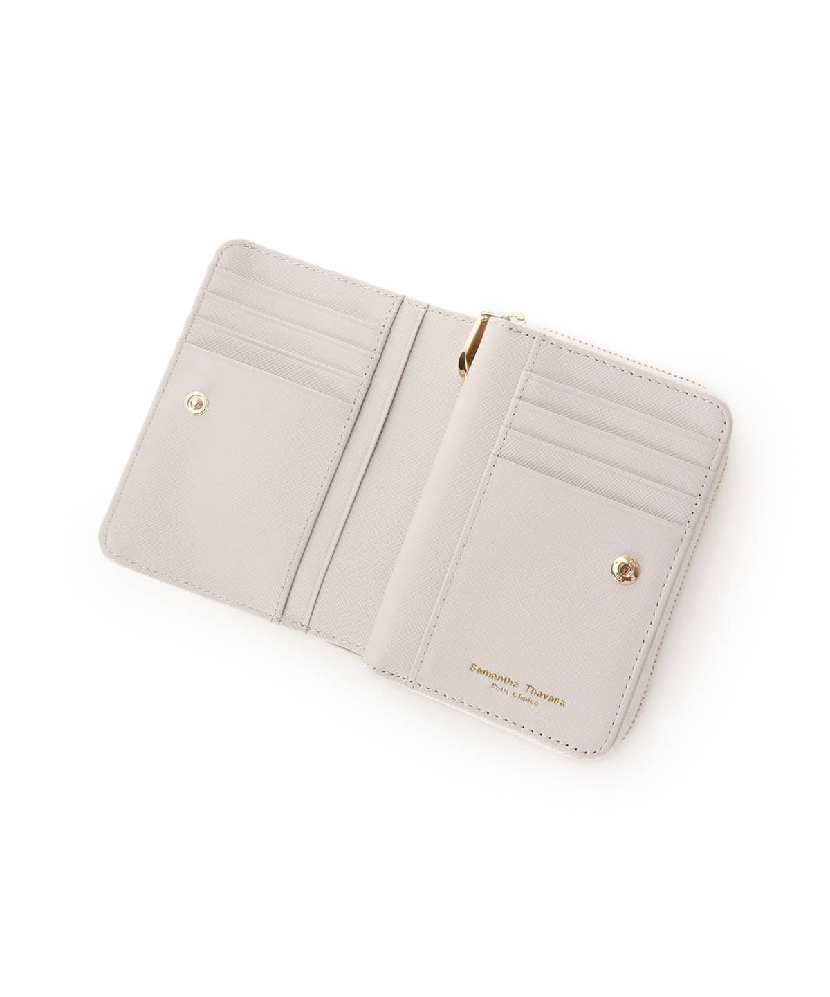 バイカラーリボン 折財布 ライトグレー 00