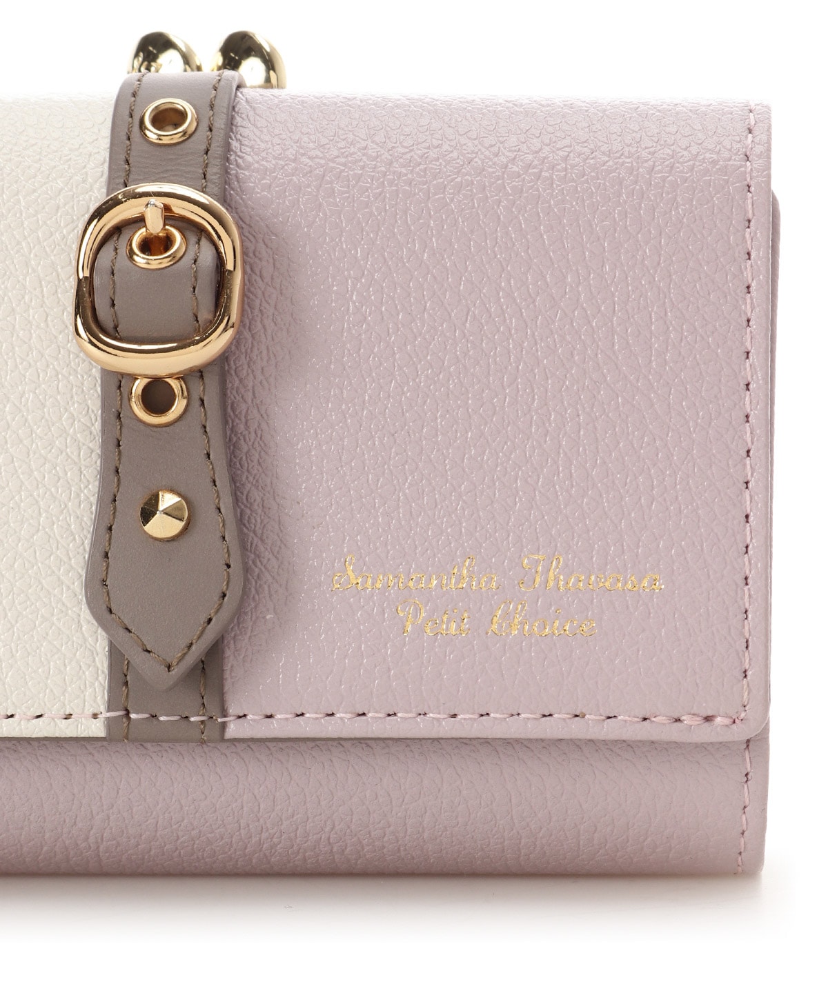 バイカラーフロントベルト 口金折財布 ピンク 00