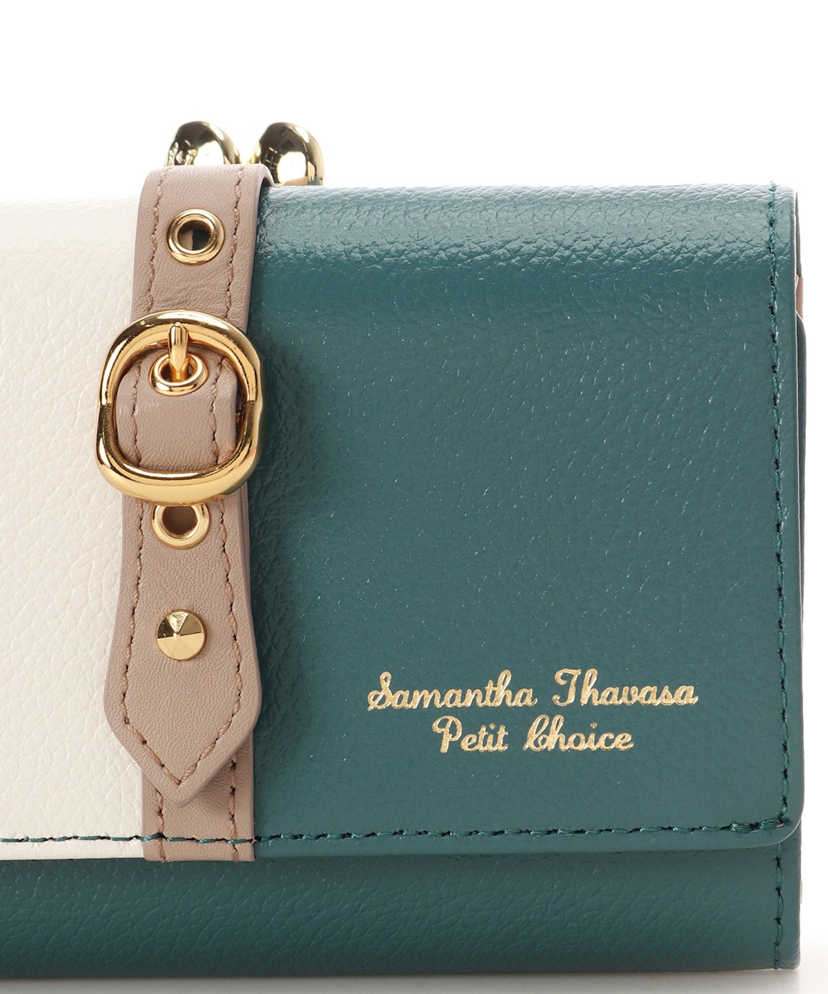 バイカラーフロントベルト 口金折財布 グリーン 00