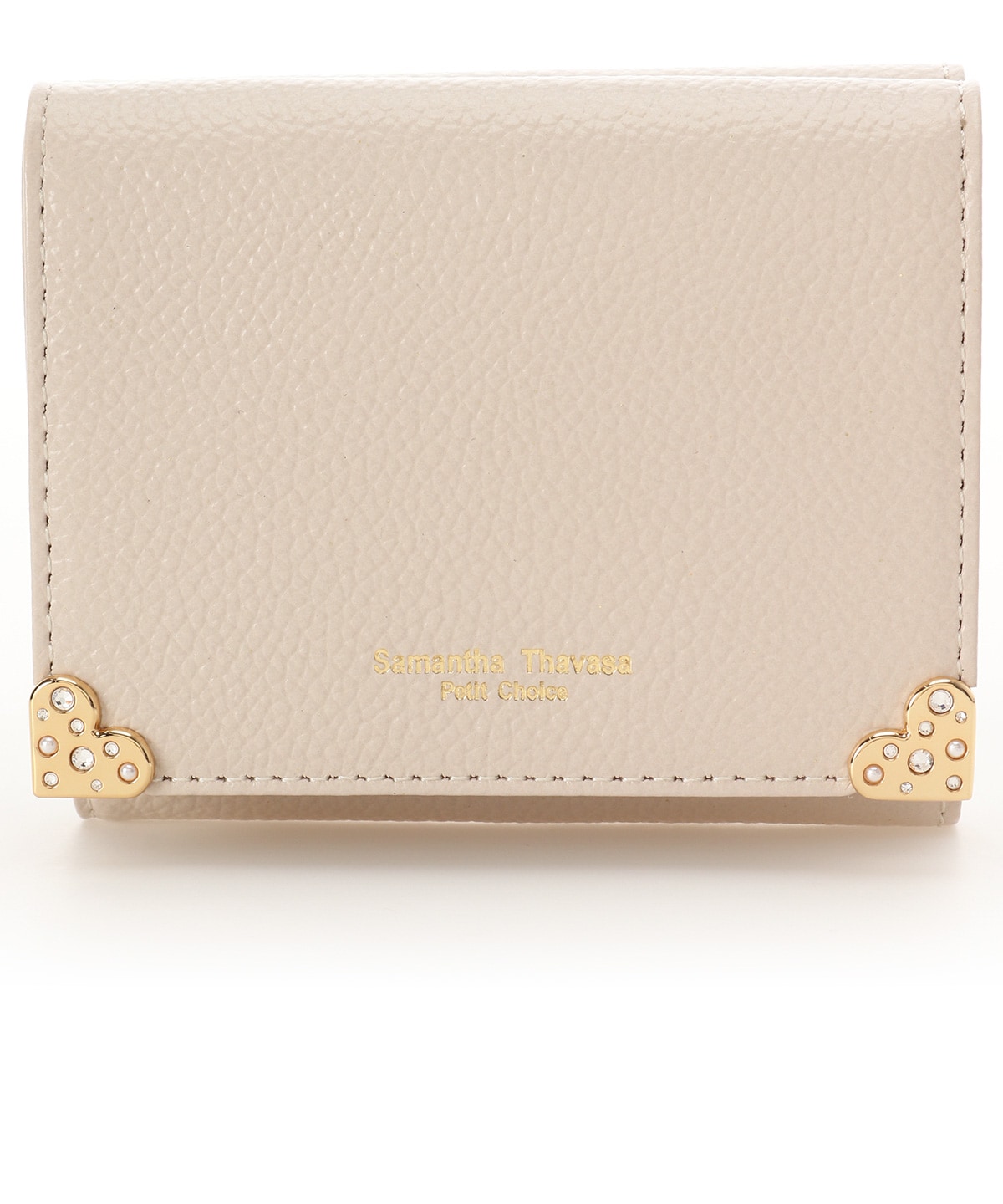 ハート金具 折財布 ベージュ 00