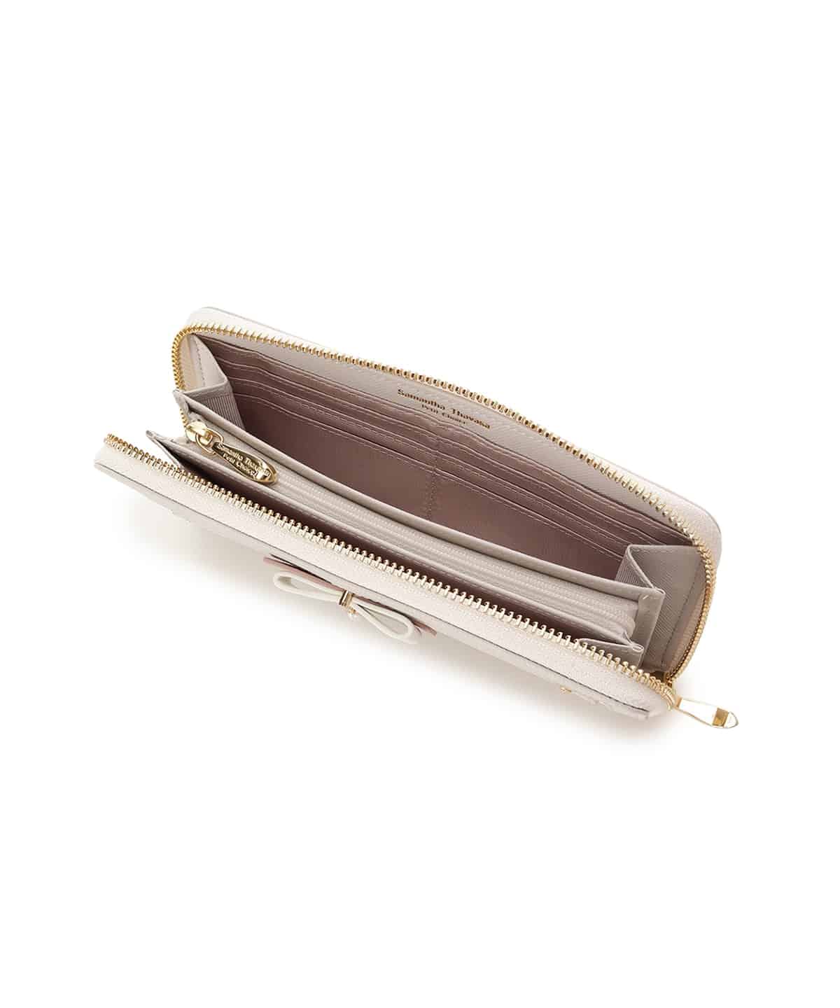 バイカラーリボン 長財布 ライトグレー 00