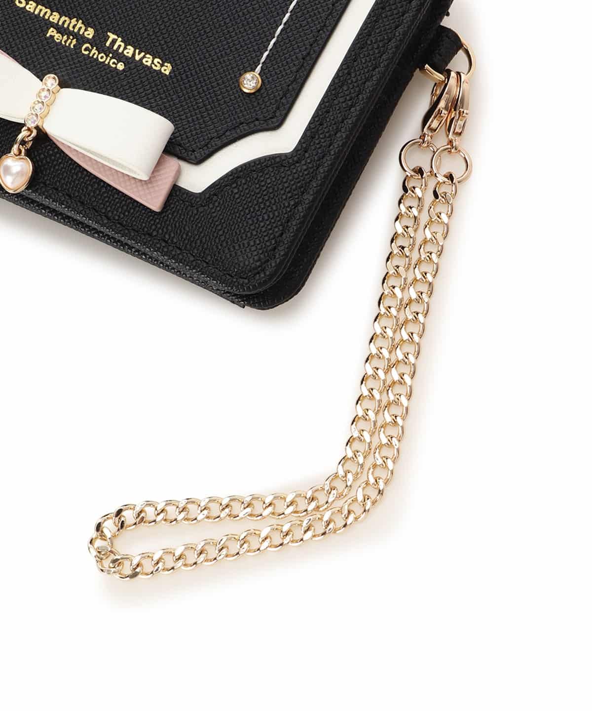 バイカラーリボン パスケース ブラック 00