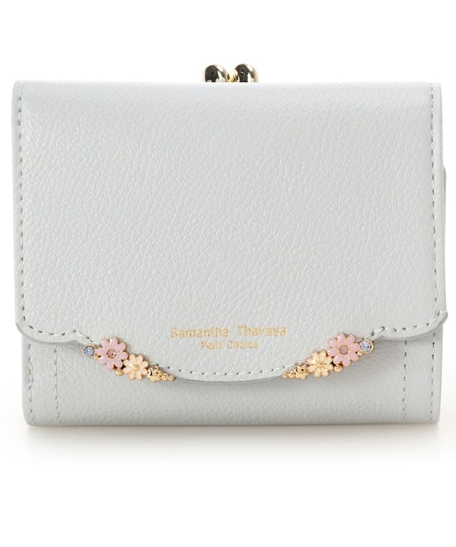 サイドフラワー 折財布 ライトブルー 00