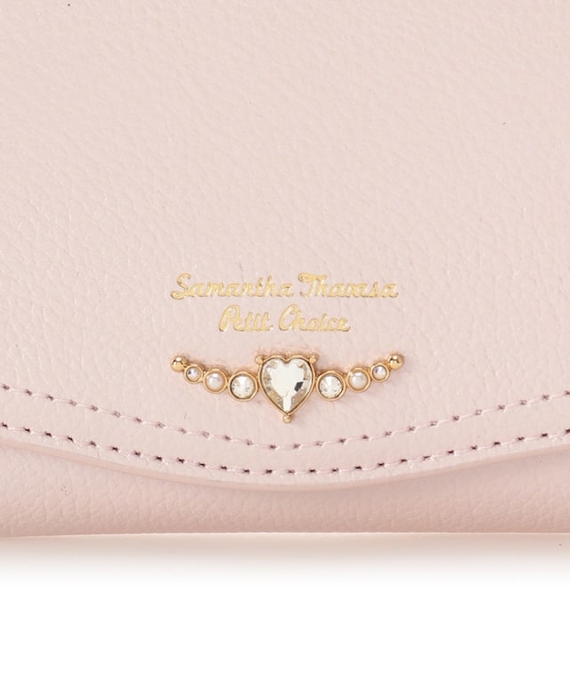 クリアハートビジュー 折財布 ピンク 00