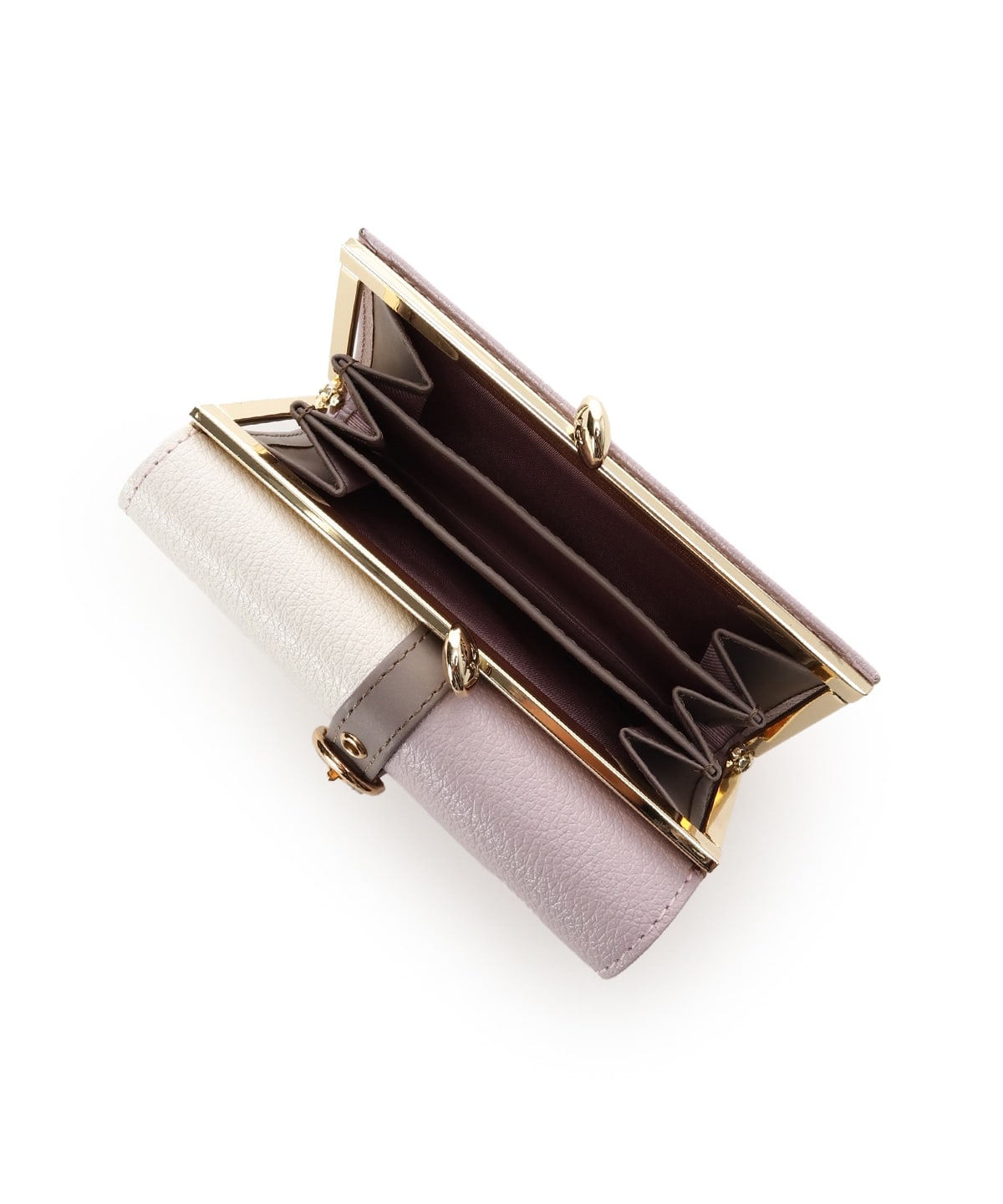 バイカラーフロントベルト 口金折財布 ピンク 00