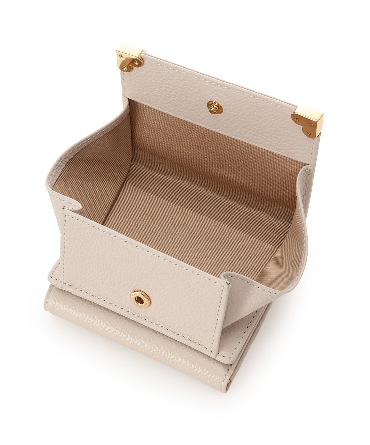 ハート金具 折財布 ベージュ 00